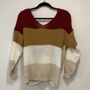 Boohoo Plus Striped Twist Back Sweater